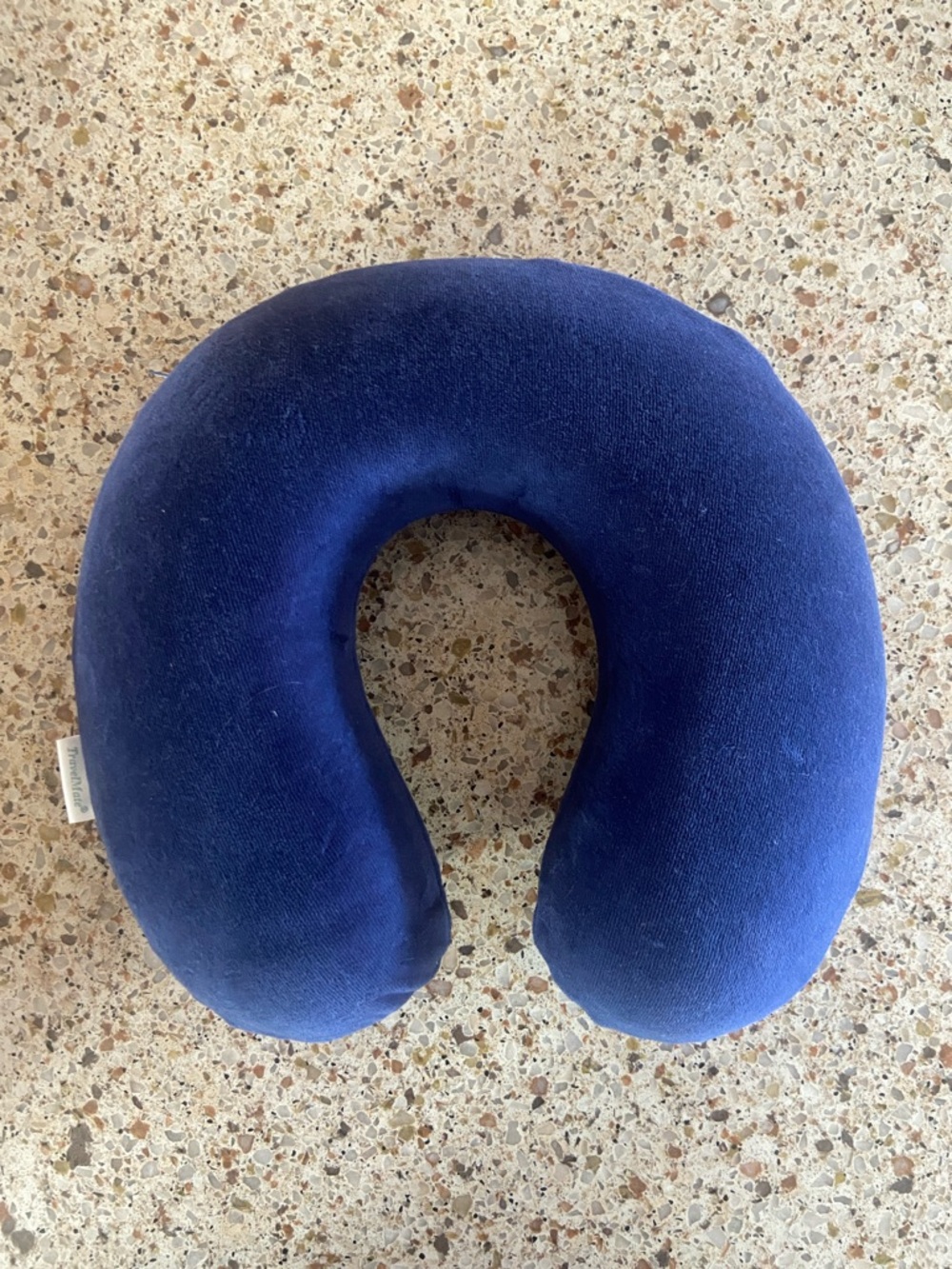 Plush Navy Memory Foam Travel Neck Pillow
